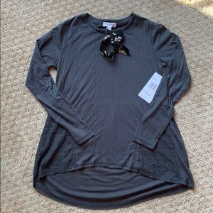 ✌🏻BNWT Girls XL Charcoal Tunic Top + 🌸Scrunchie